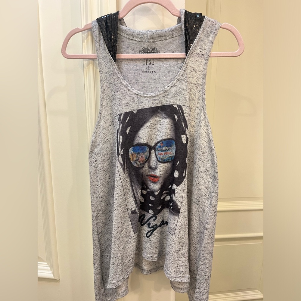 IFSE Vegas top with sequin hood Size Large